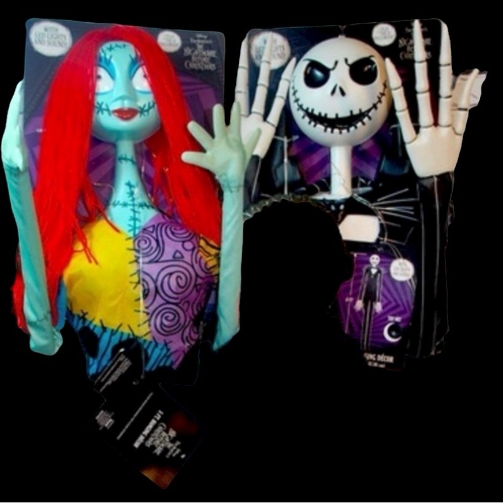 Nightmare Before Christmas NBC Jack & Sally Light Up Animated Hanging Decor NWT